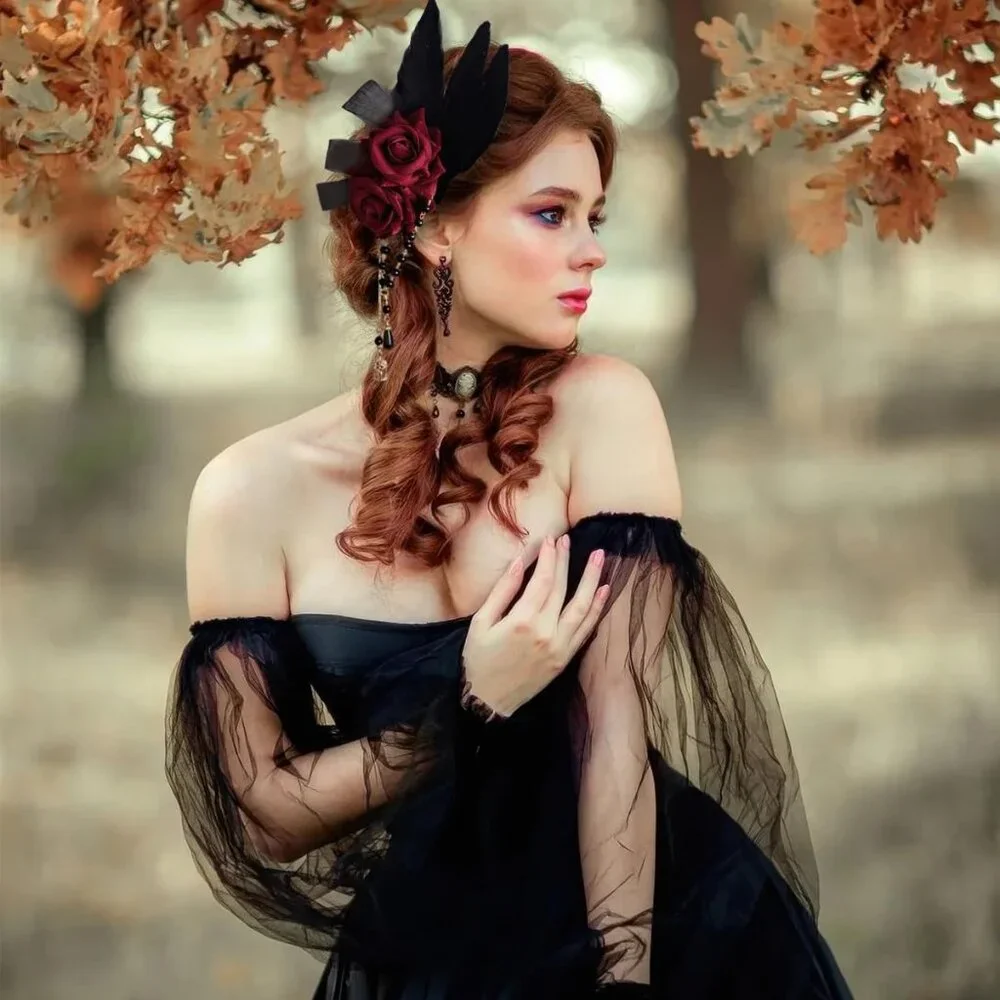 Feather Rose Hair Clips